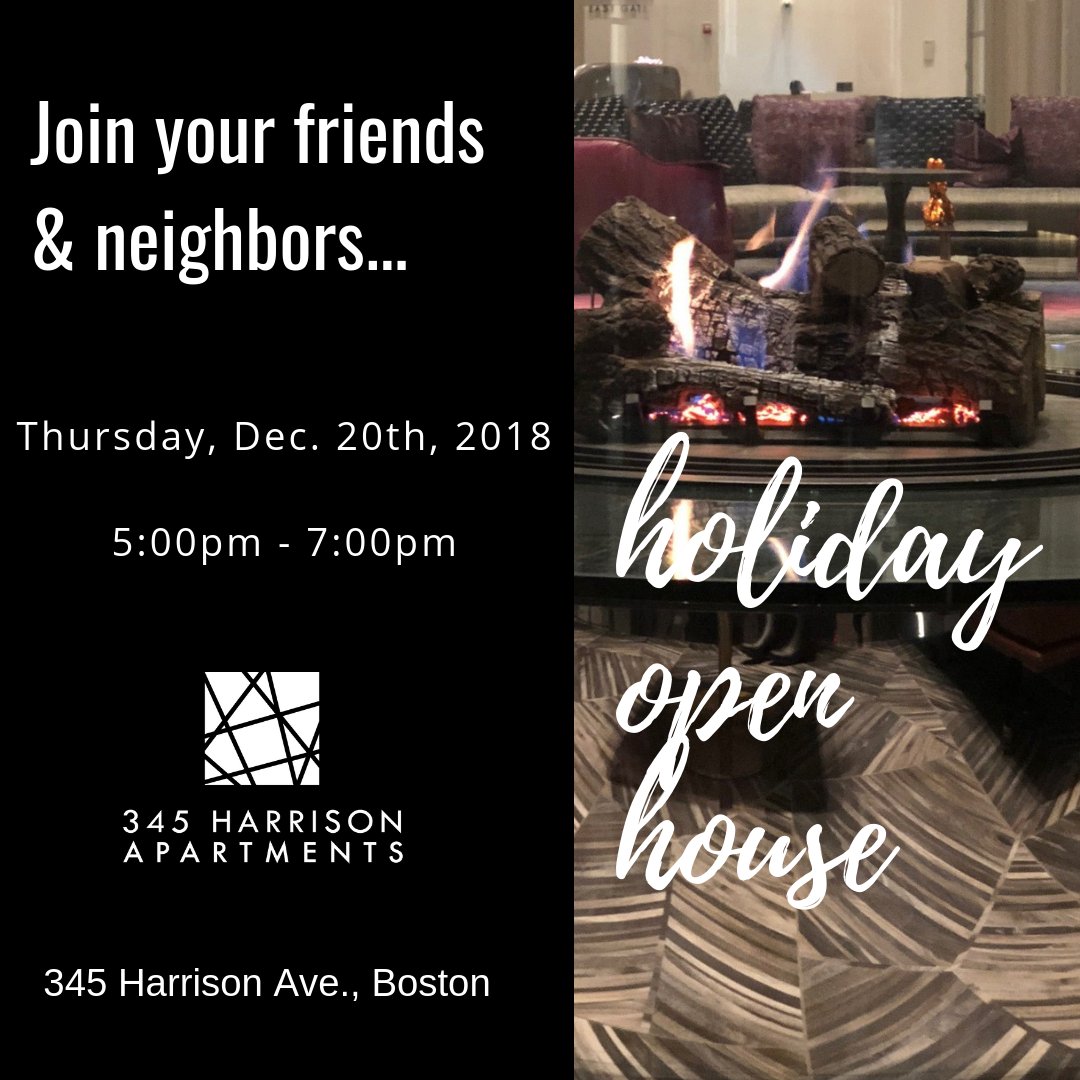 We're inviting our South End friends &amp; neighbors to come by #345Harrison this evening for a hot toddy or two, and to enjoy some holiday cheer. From 5-7pm. No RSVP to attend