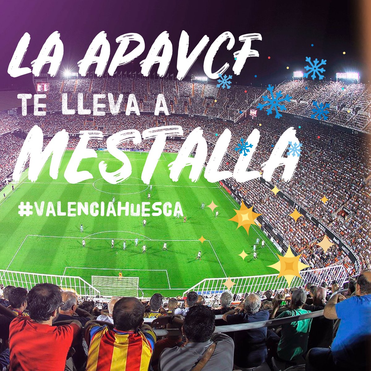 apavcf's tweet photo. ¡La #APAVCF te lleva a Mestalla!
¡Sorteamos 4 entradas 🎟 para el partido de #LaLiga entre #ValenciaHuesca! 

Para participar: 
👉 Haz RT
👉 Sigue a la cuenta de la @apavcf

¡Mucha suerte y amunt!
#centenariVCF https://t.co/ZGy3qiWimj