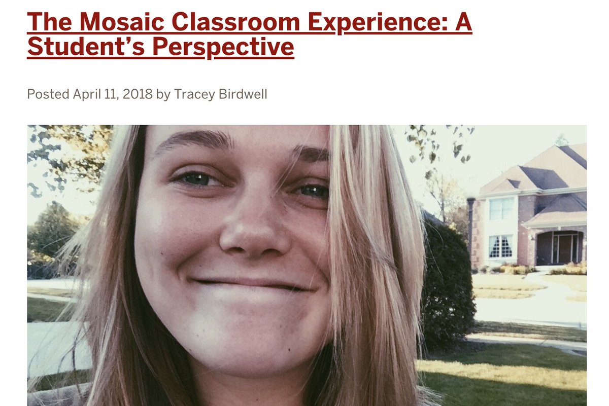 MosaicIU's tweet photo. Throwback Thursday: One of our favorite blogs from 2018 was from recent @IUBloomington grad Mary Clare Novak. Getting the student perspective on active learning classrooms: https://t.co/22eB6E6gfs @InsideUITS @IUClassrooms #activelearningclassrooms https://t.co/7PjXYNvCxX