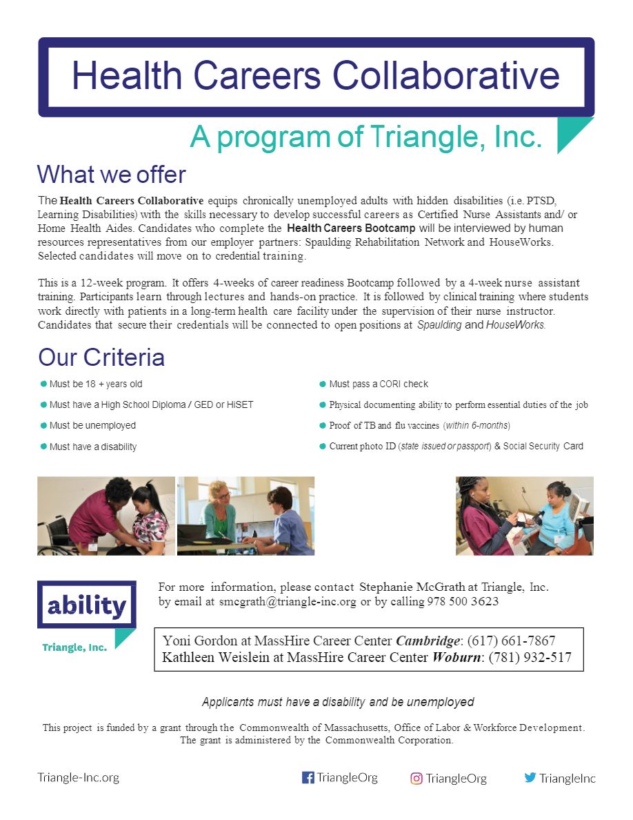 masshiremncc's tweet image. Grant Funded Health Careers Collaborative!
Dates for walk-in assessment:
Friday, December 21, 2018
Thursday, December 27, 2018
Wednesday, January 2, 2019
Tuesday, January 8, 2019

#TriangleInc.