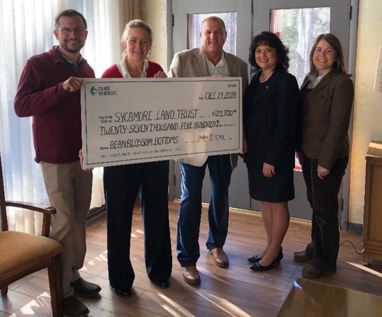 Bruce Calloway (@brucecalloway) on Twitter photo <a href="/DukeEnergy/">Duke Energy</a> delighted to support the environmental efforts of <a href="/SycLandTrust/">Sycamore Land Trust</a> with a $27.5k grant to help make Beanblossom Bottoms Preserve more accessible to all visitors. Thanks to <a href="/MayfieldHouse60/">Peggy Mayfield</a> for sharing in the honor! <a href="/DukeEnergy/">Duke Energy</a> delighted to support the environmental efforts of <a href="/SycLandTrust/">Sycamore Land Trust</a> with a $27.5k grant to help make Beanblossom Bottoms Preserve more accessible to all visitors. Thanks to <a href="/MayfieldHouse60/">Peggy Mayfield</a> for sharing in the honor!