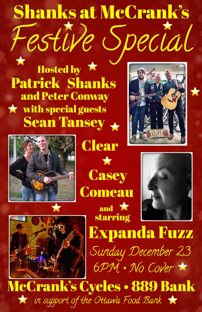 ExpandaFuzz's tweet image. This Sunday, 6pm. We're playing a FREE show! We're also raising funds for @OttawaFoodBank with friends, playing sets at McCranks. Come out, and bring some $$ for the food bank! ✨🤶🎅✨ @shocktheshanker