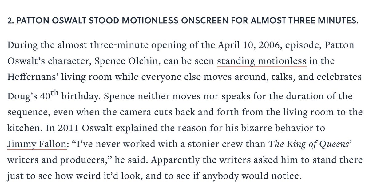 I'm case you didn't know, I love <a href="/TheKOQ/">The King of Queens</a> and this tidbit about <a href="/pattonoswalt/">Patton Oswalt</a> cracks my ass up every time. Amazing.