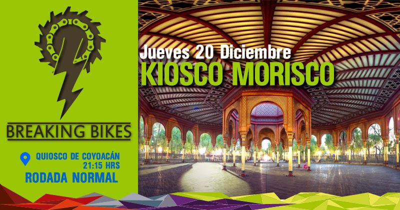 BreakingBikes's tweet photo. Hoy rodaremos en conjunto con @Biclalpan, nos guiará Fernanda Santana hacia el Kiosco Morisco. La cita es en el Kiosco de Coyoacán o en el Centro de Tlalpan a las 21:30 hrs. https://t.co/klVQ9Cc0vo