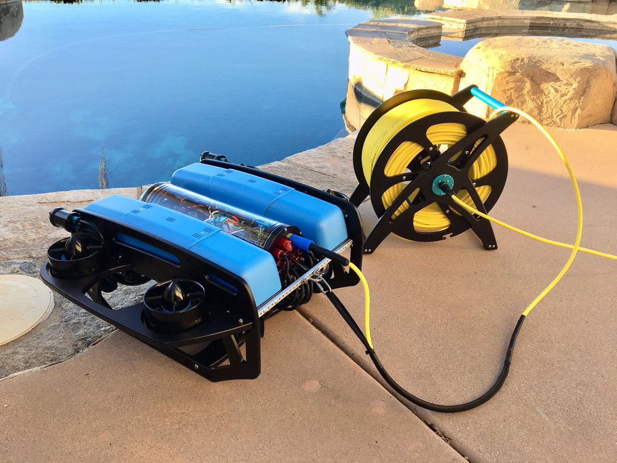Blue_Linked's tweet photo. Ready for delivery!!  Built-to-order BlueROV2 Heavy with tether disconnect and strain relief.  Very happy customer today!! #bluelink #bluerov2 #rov #drone #underwater https://t.co/ELFnVlrhRX
