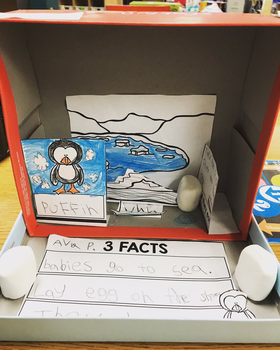 tutoringteach's tweet photo. Yes, Kindergarteners CAN do dioramas! And I’m obsessed!! 🙂 #Kindergarten #arcticunit #researchers #nonfiction https://t.co/MHwyucMxjP