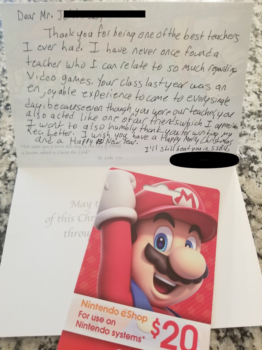 My brother-in-law is a high school business teacher and takes a few classes to teach the growing business of esports. This is one of the very nice letters he received from a student he had last year. Couldn’t be more proud of the bro 🙌🏼