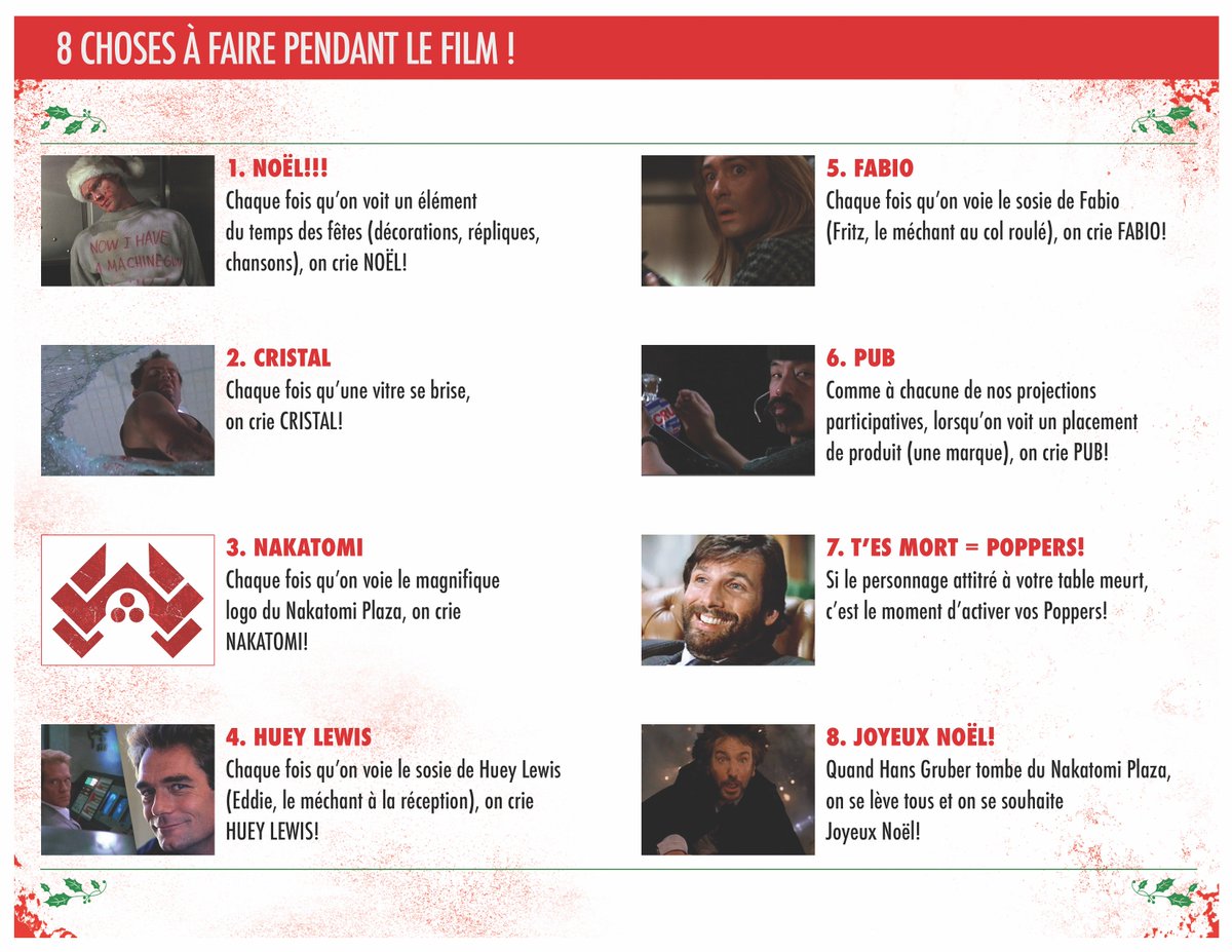 FestivalSPASM's tweet photo. Consignes pour notre soirée DIE HARD demain soir au @TheatrePlaza! https://t.co/F0ktUzwGfp https://t.co/df33H1ORj6