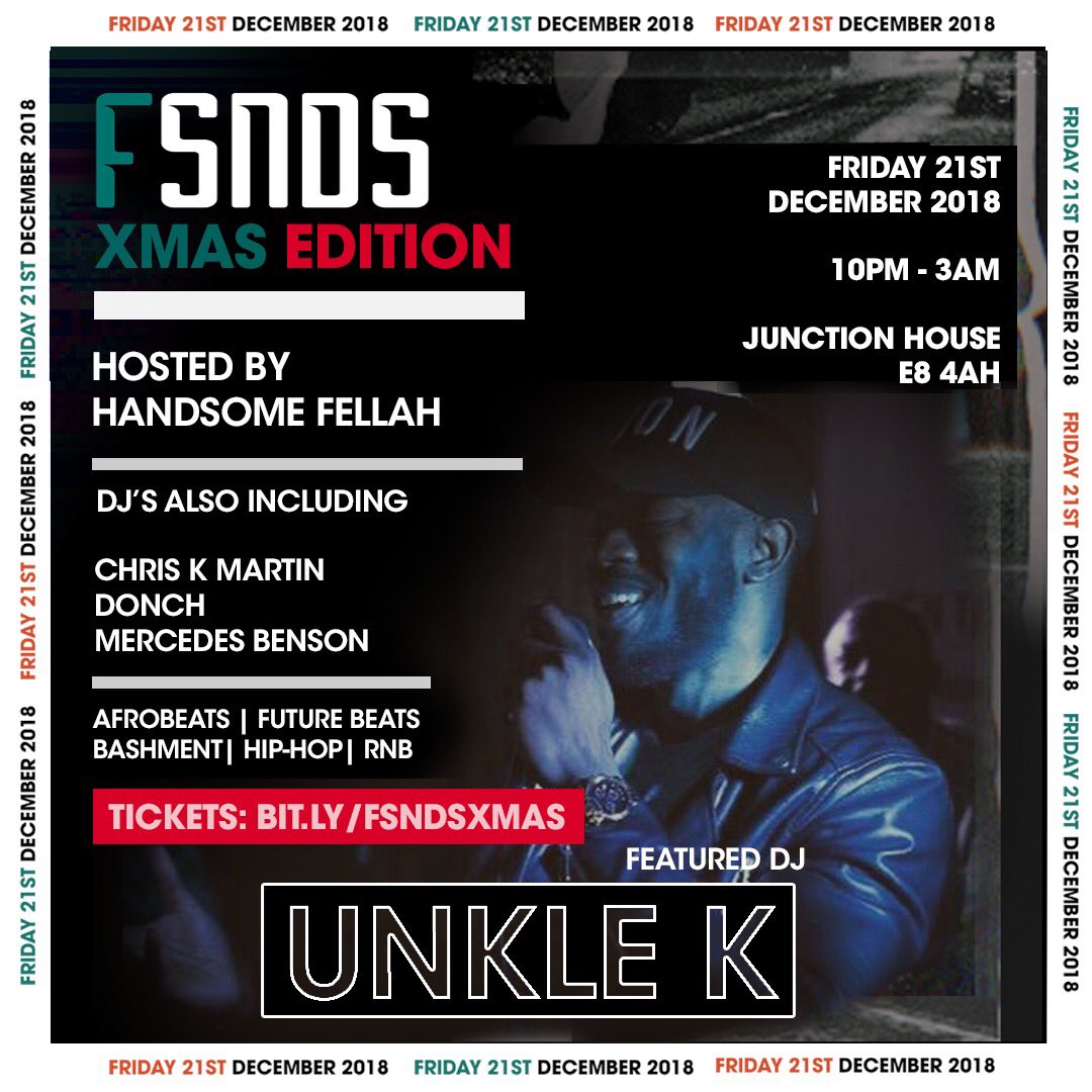 mercedesfbenson's tweet image. - @FutureSNDS TOMORROW NIGHT 

  DJS on the night 

  @djchriskmartin 
  @donchdeejay 
  @Unkle_K 

  &amp;amp; Myself 

  Tickets: bit.ly/fsndsxmas 

  It’s gonna be a movie 🎥🎄🤶🏾