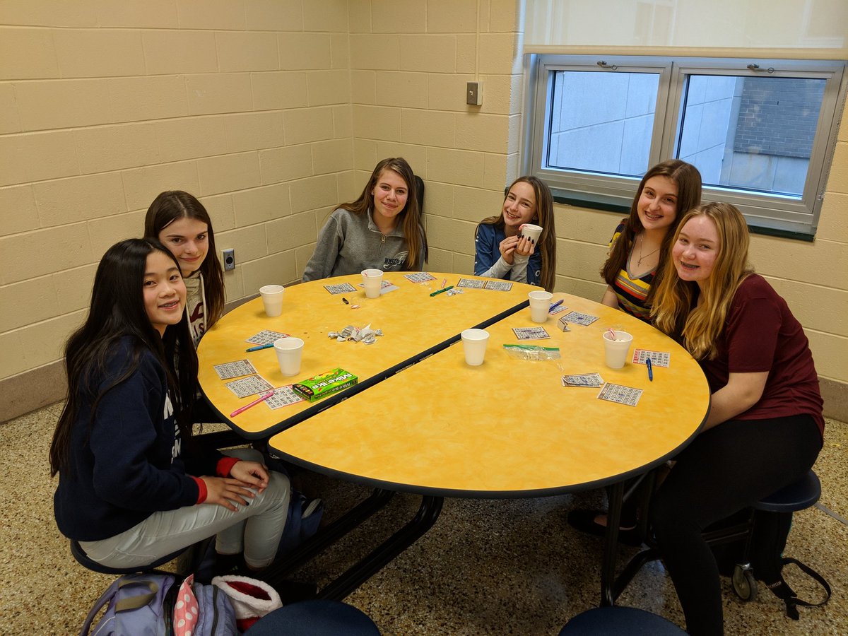 8th grade PBIS reward! Hot chocolate and bingo party in the cafeteria! Keep up the good behavior!