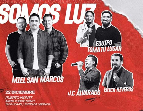 Sábado 22 diciembre: Somos luz en el <a href="/arenaptomontt/">Arena Puerto Montt</a> con <a href="/Mielsanmarcos/">Miel San Marcos</a>