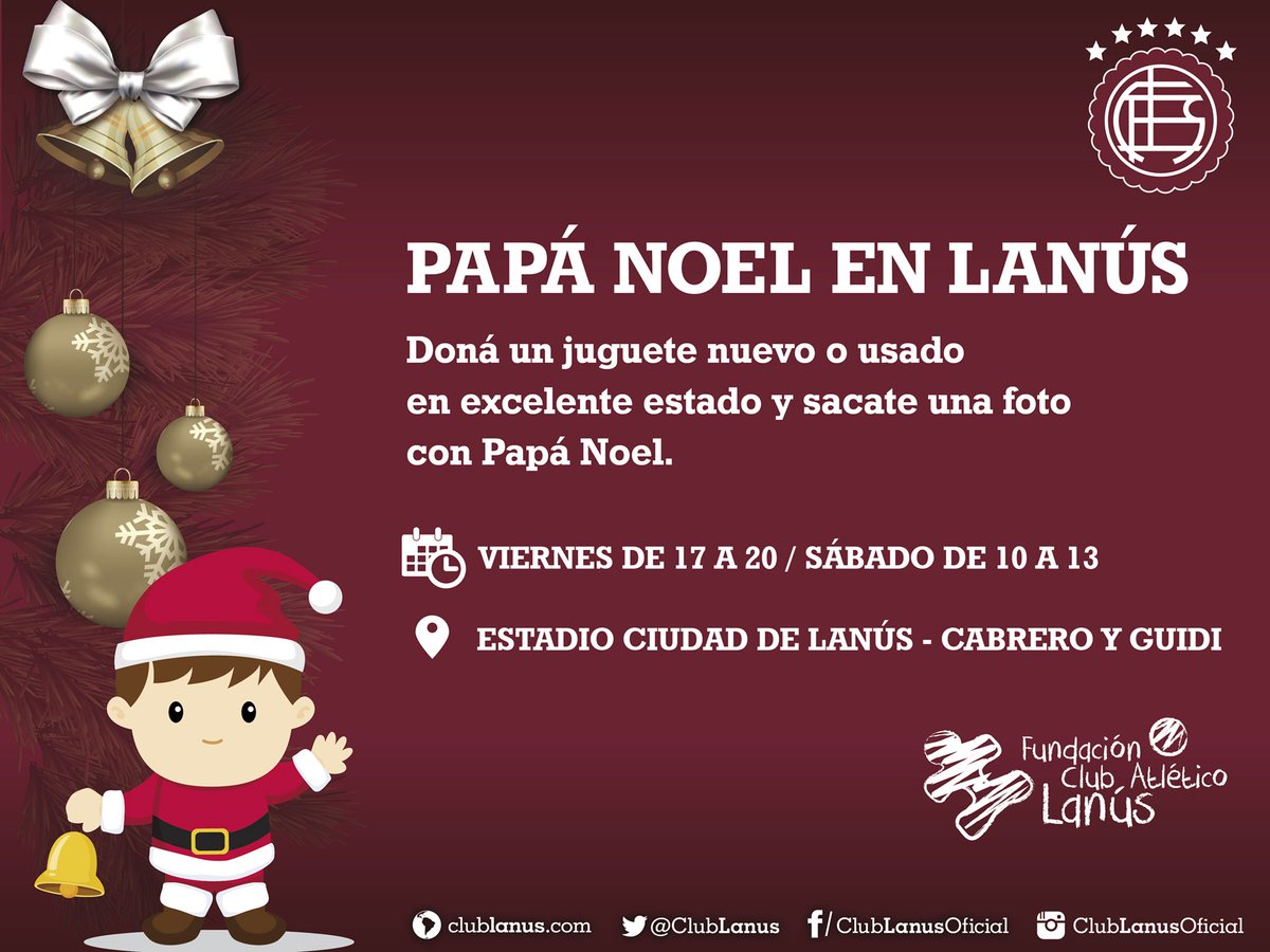 FundacionCAL's tweet photo. Recordá que mañana nos visita #PapaNoel de 17 a 20 hs en el Polideportivo de #CabreroYGuidui hall central. Te esperamos! https://t.co/r0kzK3yUiR