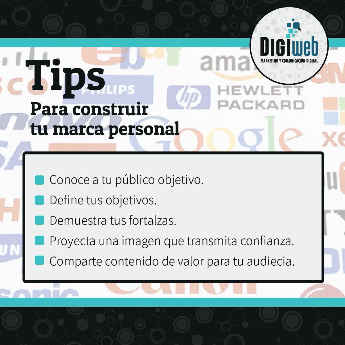Digiwebcl's tweet image. 5 primordiales consejos para obtener una sólida marca personal #tips #marketing #publicidad #marketingonline #marketingdigital