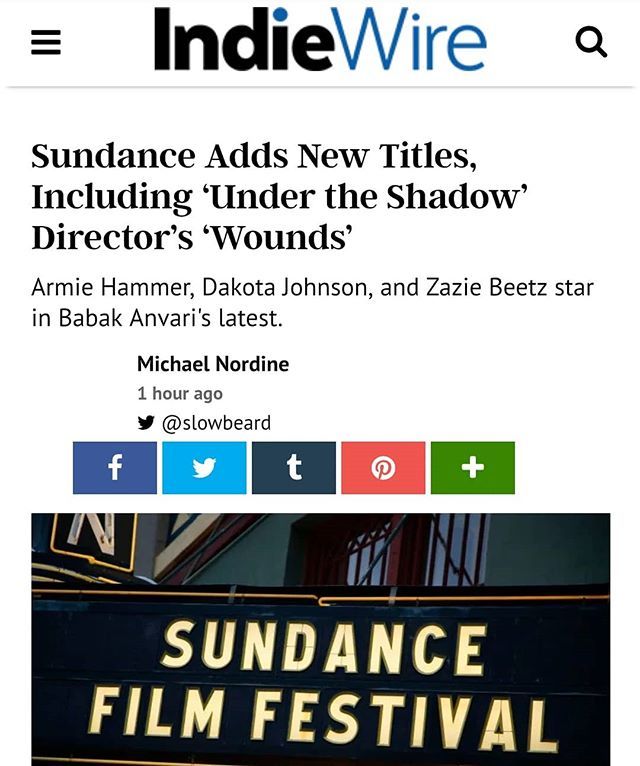I'm SO EXCITED about going back to Sundance with my new film Wounds starring @armiehammer Dakota Johnson, @zaziebeetz @karlglusman @bradwilliamhenke ! And what a great slot! I love that festival so much and can't wait to be there! Thank you @sundanceorg … ift.tt/2V0lizm