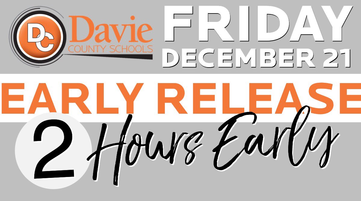 DavieCountySch's tweet photo. #daviecountysch #dcechs #experiencedavie #earlyrelease #ChristmasHolidays https://t.co/4GimnElxpY