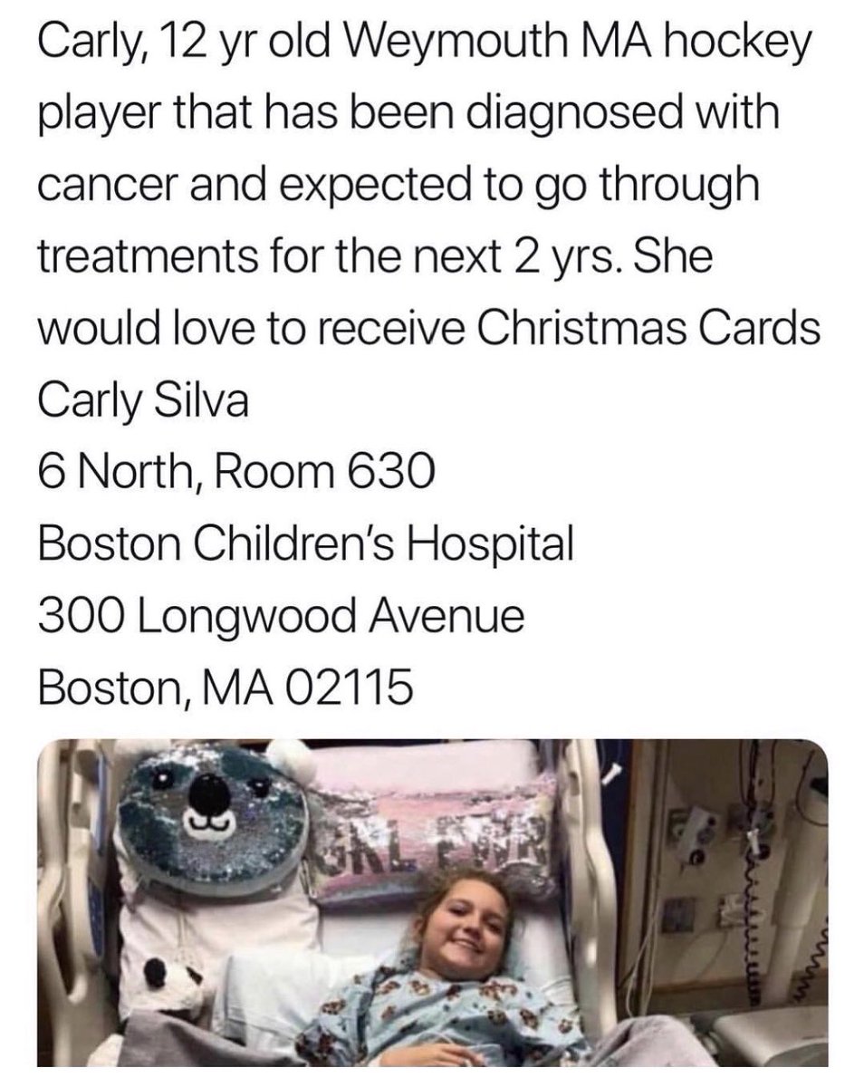 PWIH's tweet photo. Alright hockey community,  we are calling all #NCAA #NHL #NWHL #CWHL to repost this! Let’s get some cards going Carly’s way! The hockey community is strong, and so are you Carly! We challenge our league, the #ECAC first. #CardsforCarly #HockeyFamily https://t.co/lvnFMzY1iW