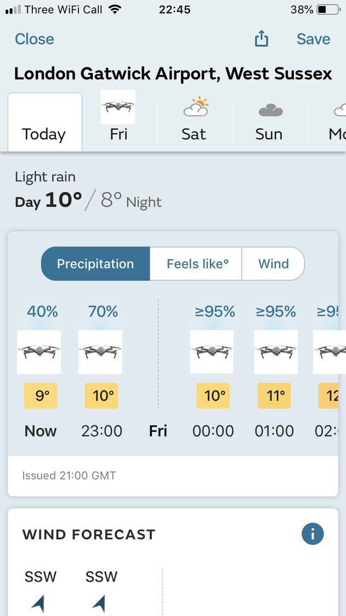 revdjohnson's tweet photo. Looks like heavy drones until Saturday. #GatwickDrones #GatwickAirport #drones  @metoffice https://t.co/tyYQDrnyQY