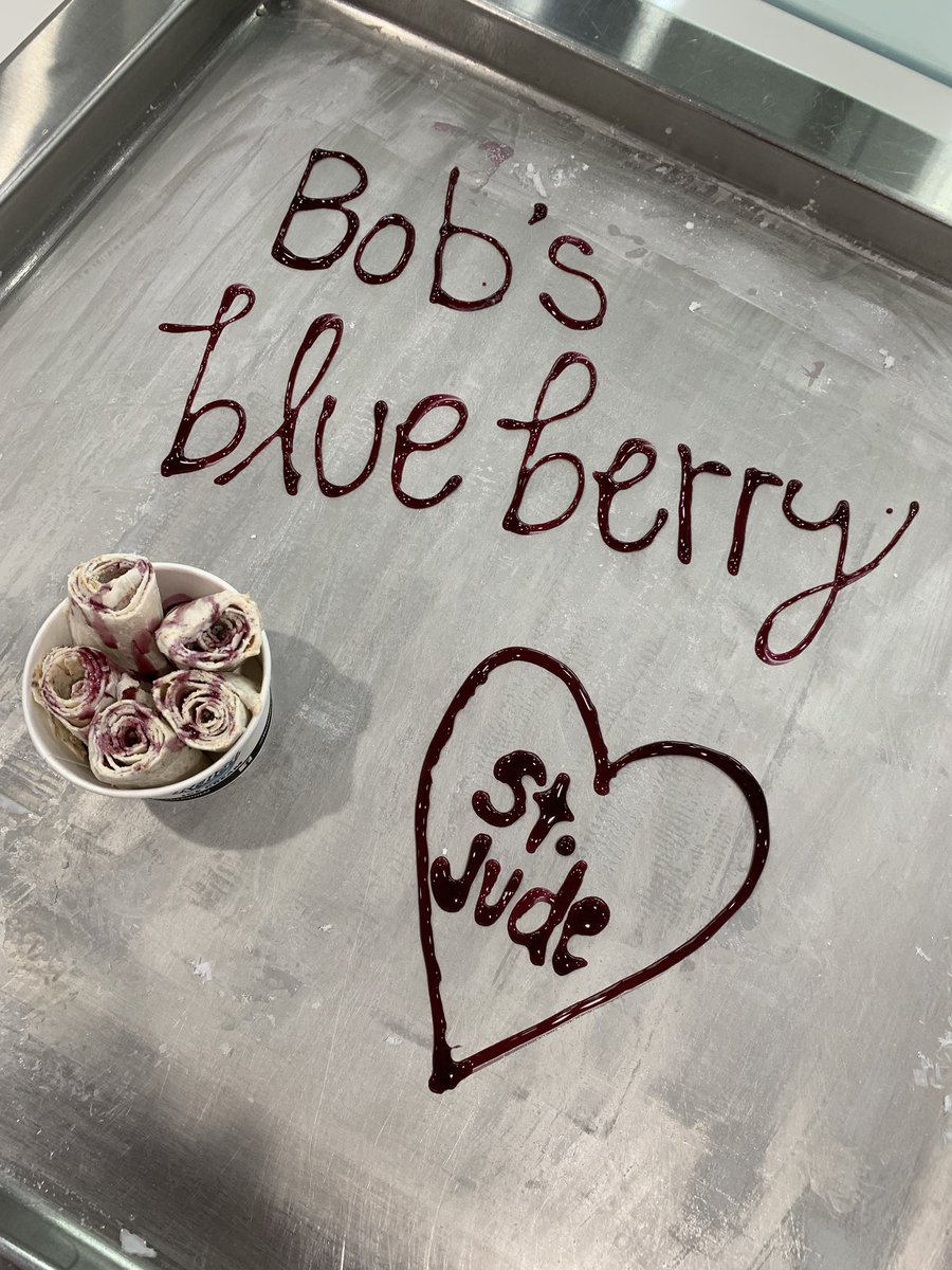 RolledIceCream's tweet photo. Just a few more days to try our flavor of the month Bob’s Blueberry Crumb Cake yet? 
For every one ordered, we’ll donate a portion to of the sales to @stjude. https://t.co/vWstzfQ1Hr