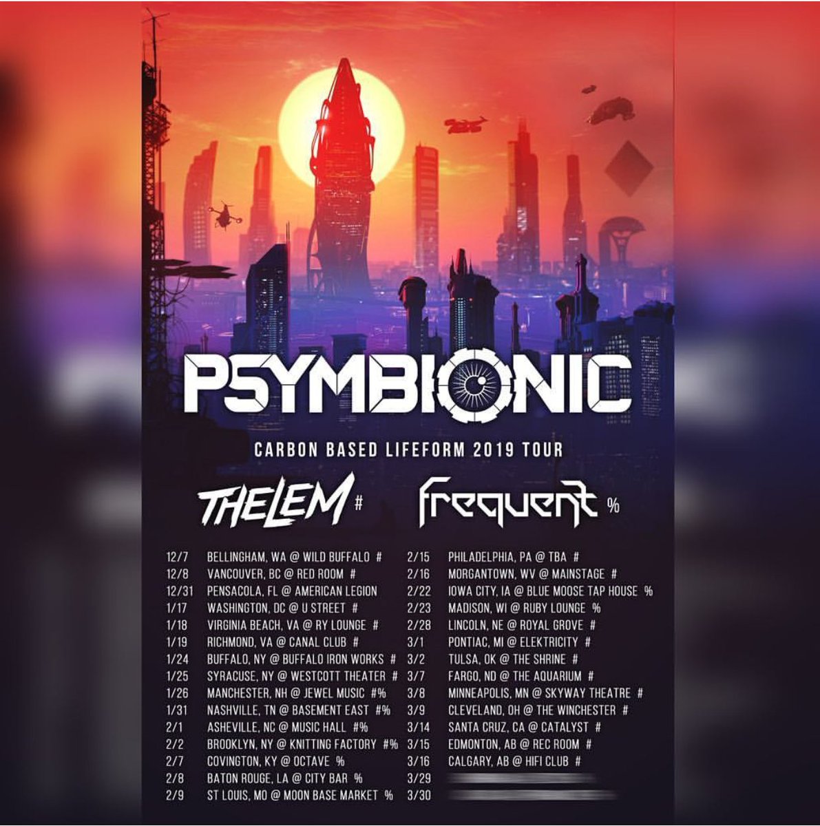 GravitasMusic's tweet image. ✧⟁✧ 2019 is going to be a big year for @Psymbionic! 
Get tickets for the 'Carbon Based Life Form' Tour at psymbionic.com 😁
#Psymbionic #CarbonBasedLifeForm #TourLife