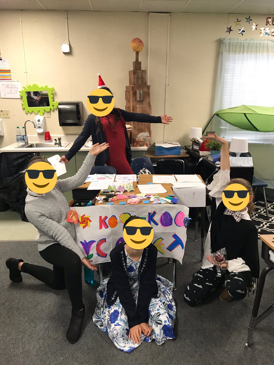 MsTeacherLady's tweet photo. Business day in my #5thgrade class was a success! Even my dad and sister came to shop! Sts worked hard to open their businesses and this year we had wonderful products, including magic wands, origami, and lemonade! @FredPrincipal https://t.co/3KkcizHowW