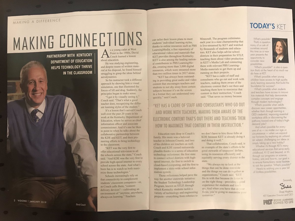 TonyaCrum's tweet photo. So honored to work with @davidcouch and so glad @EducationKET and @KET could share our partnership in #VisionsMagazine. January issue hitting mailboxes today! https://t.co/2msUqDnRiQ