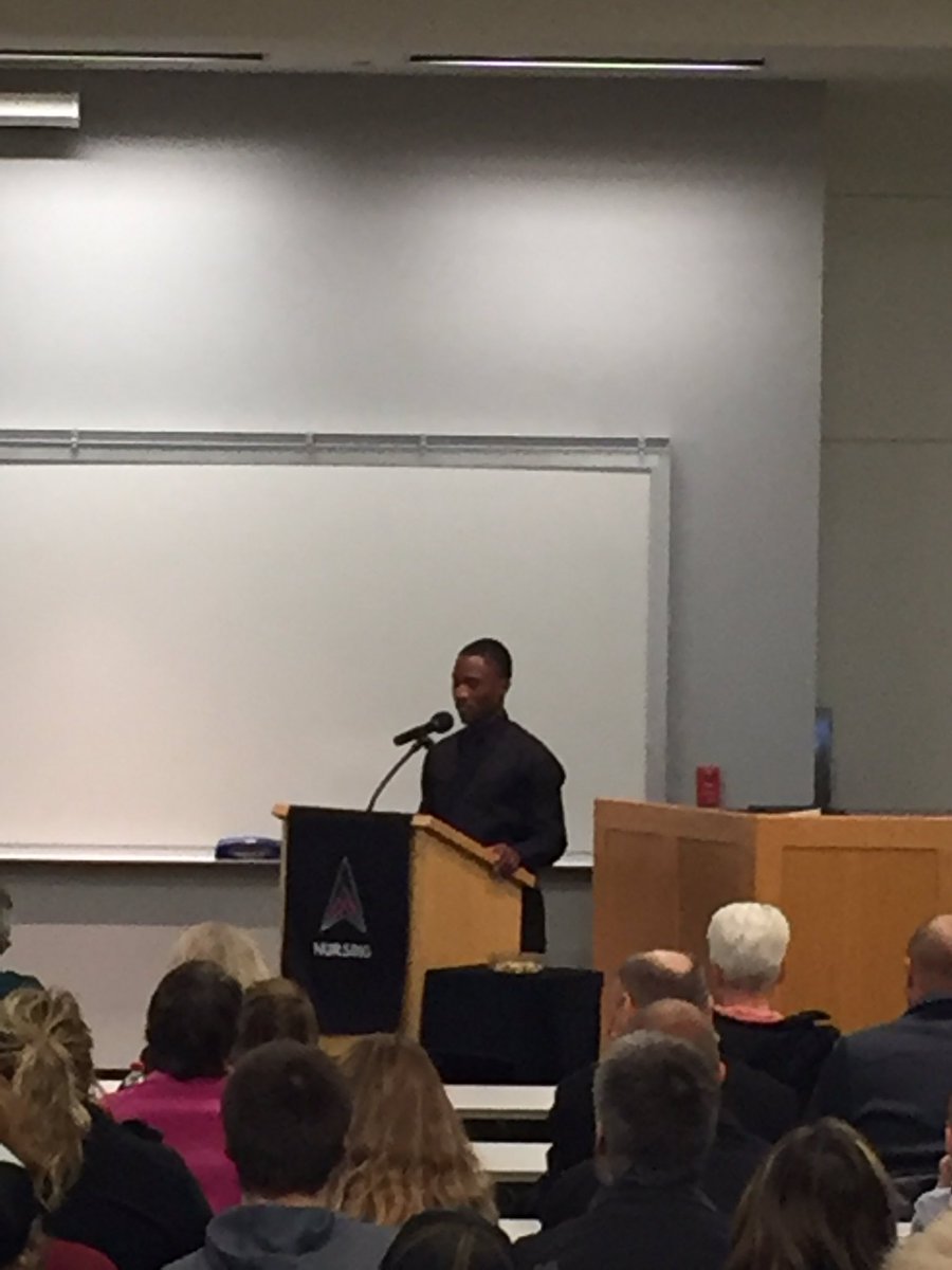 JaySieling's tweet photo. Honor student and Phi Theta Kappa Honor Society member Marzouk Alassani is the graduate speaker. Great speech (I got to coach him) great student leader. He will be a great nurse! #PTK #Nursing #Education #storiesmatter #AlexTech https://t.co/3eKRDdPy11