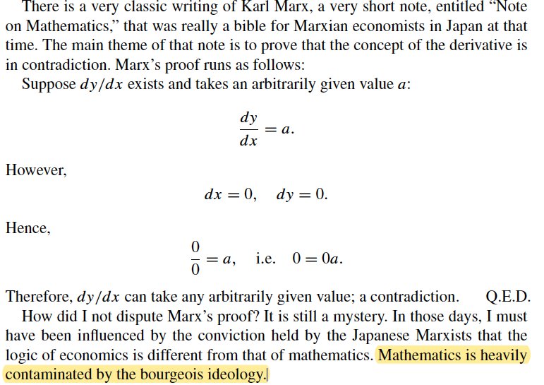 4/ One summer, Stanford econ H. Houthakker came to give a course. He was doing what all Stanford econ did in 50s: applying math to study growth & allocation theory. That’s how Uzawa discovered that though math is contaminated by bourgeois ideology, it can be useful to econ