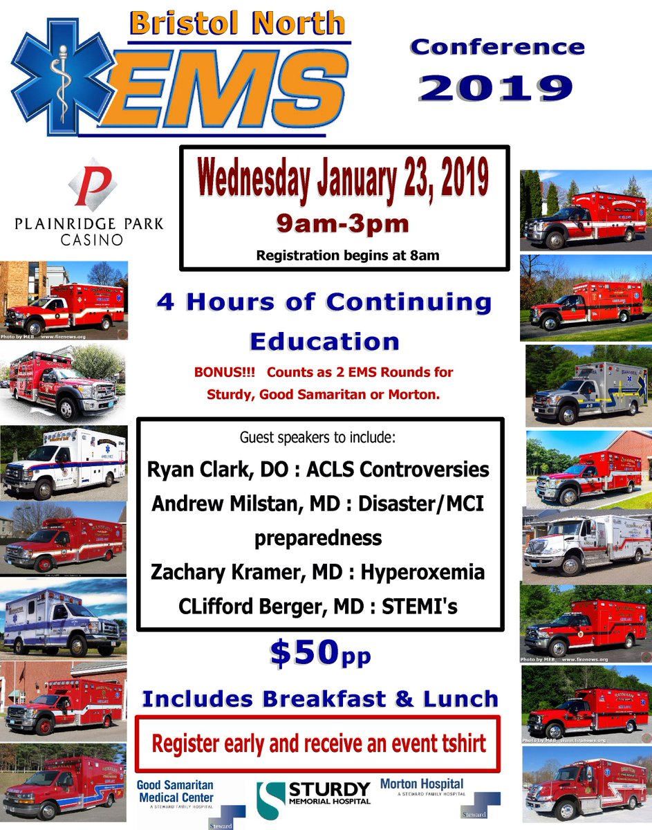Sign up early, it will sell out. Only $50 for 4 hours of continuing education, breakfast, lunch, and a tshirt.

cognitoforms.com/BristolNorthEM…