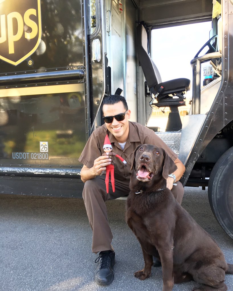 My driver Andrew and I met this super cute pupper today! 🐶🎅🏼📦 
•
#peaksmiles #staycalmhavefun #elfie <a href="/jrindafernshaw/">Fern Shaw</a> <a href="/MorabitoKeith/">Keith Morabito</a> <a href="/erockspark/">Erik Spark</a> @benjaminmrogers <a href="/CoronaCenterUPS/">Corona Center</a> <a href="/ABC7/">ABC7 Eyewitness News</a> <a href="/UPS/">UPS</a> <a href="/UPSers/">UPSers</a> @SouthCalUPSers <a href="/elfontheshelf/">elfontheshelf</a> <a href="/UpsDogs/">UPS DOGS</a>