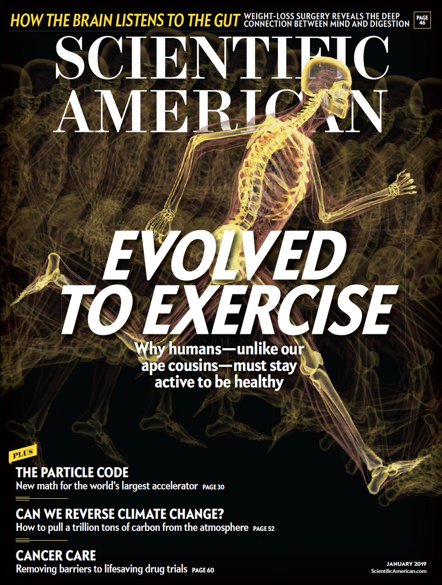 EricTopol's tweet photo. We were built to move, born to exercise, and evolved to need even more exercise than our ancestors to be healthy
 https://t.co/UBpTuNW7x4
@sciam by @HermanPontzer, reviewing the evidence
But that essentiality isn't widely heeded or adhered to https://t.co/BNQQaXLaGD
