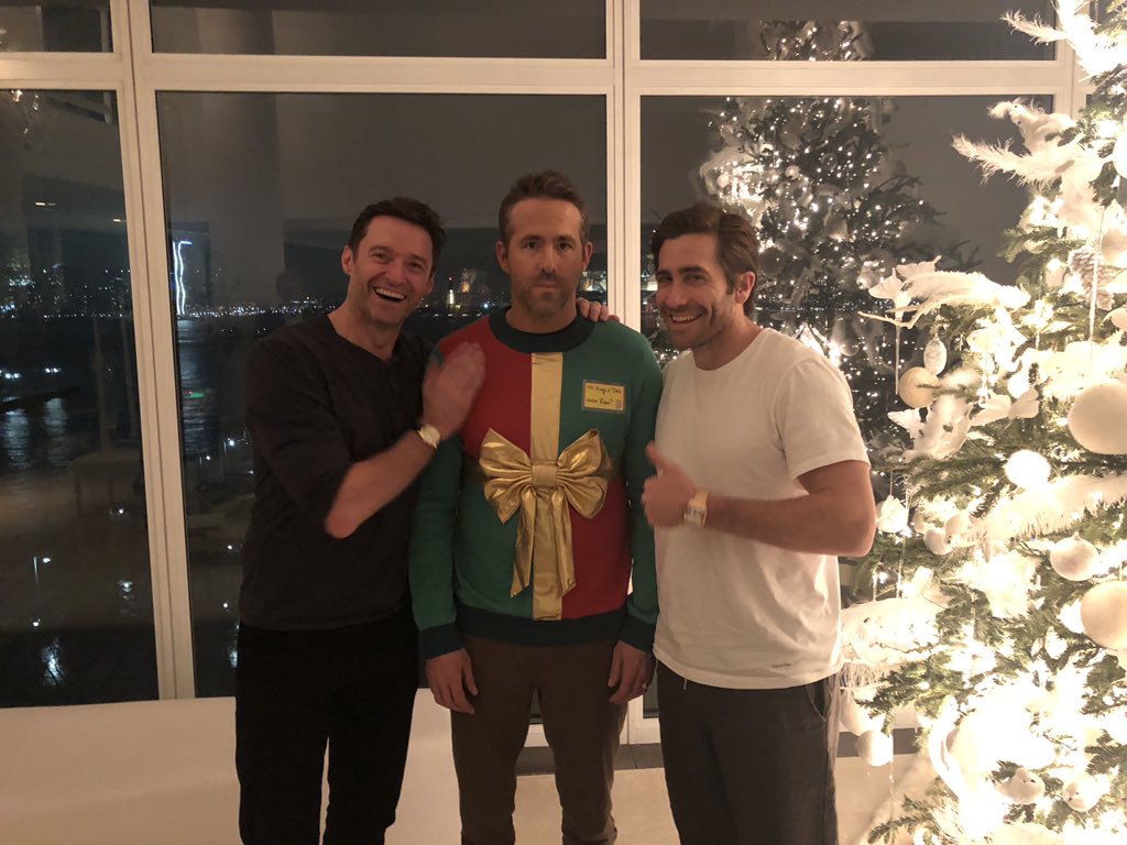 These assholes told me it was a sweater party. @RealHughJackman #JakeGyllenhaal