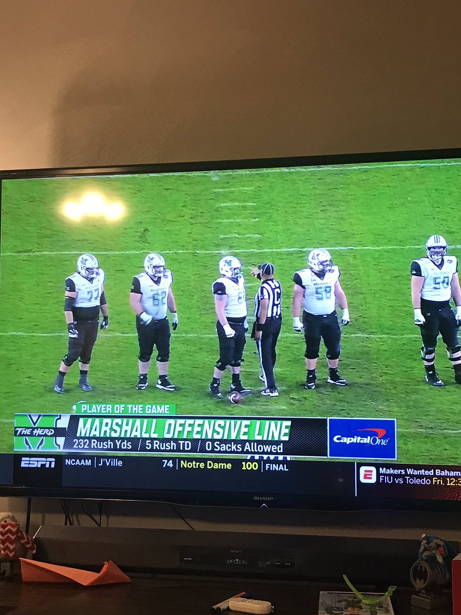 Great job by @Levi_Brown58 Dowry, Locklear, Madden and Adams for getting Players of the Game. Go Herd.
