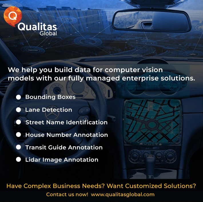 Qualitas_Global's tweet image. Qualitas Global is one of the largest companies in the world specializing in Image and Video Annotations, Labeling &amp;amp; Tracking Services for Autonomous Vehicles Data. #VideoAnnotations #Labeling #TrackingServices #NevillePatel #AutonomousVehicles #Nevillepatel