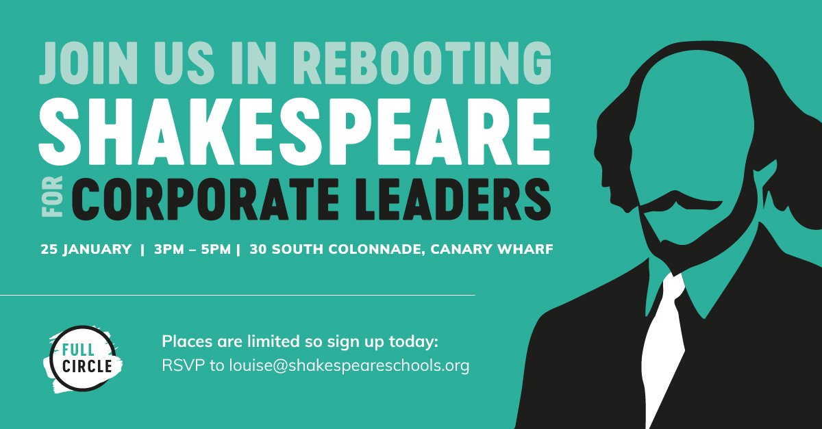 Open 2019 in style, join Full Circle’s FREE taster session to explore how the works &amp; learning of #Shakespeare can transform the performance of your team, #leadership and #business. 

Full Circle is a new venture designed for corporate brands &amp; leaders, brought to life by @SSF_UK