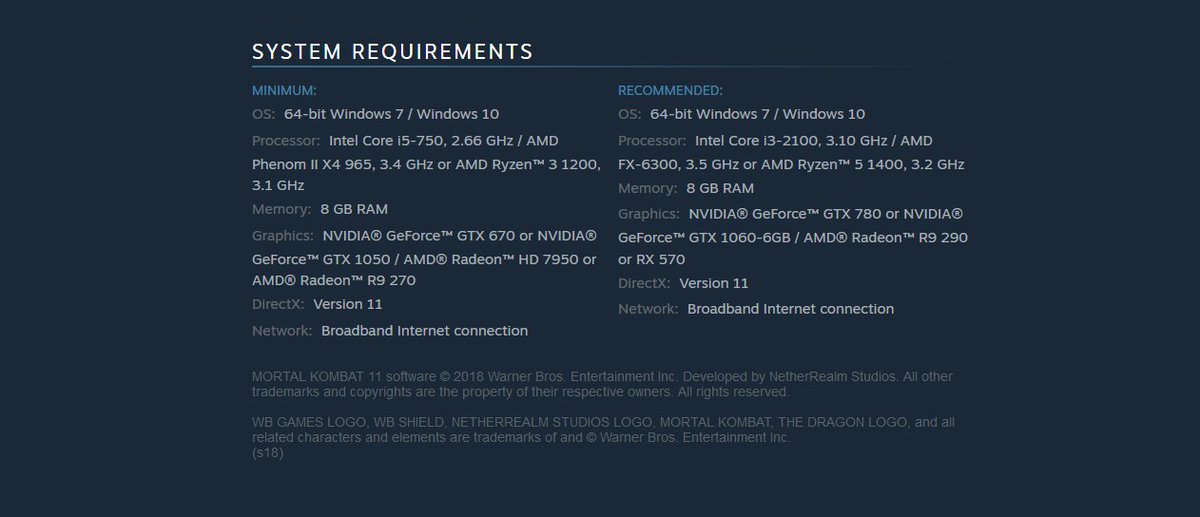 What are the system requirements for Mortal Kombat X on PC