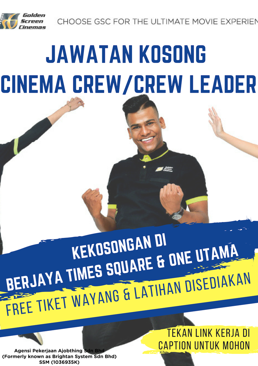 Maukerja On Twitter Suka Tengok Wayang Nak Dapat Tiket Free Dan Gaji Jom Kerja Di Gsc Dekat Dengan Public Transport Pulak Tu Permohonan Di Buka Hanya Untuk 30 Orang Terawal Mohon Sekarang