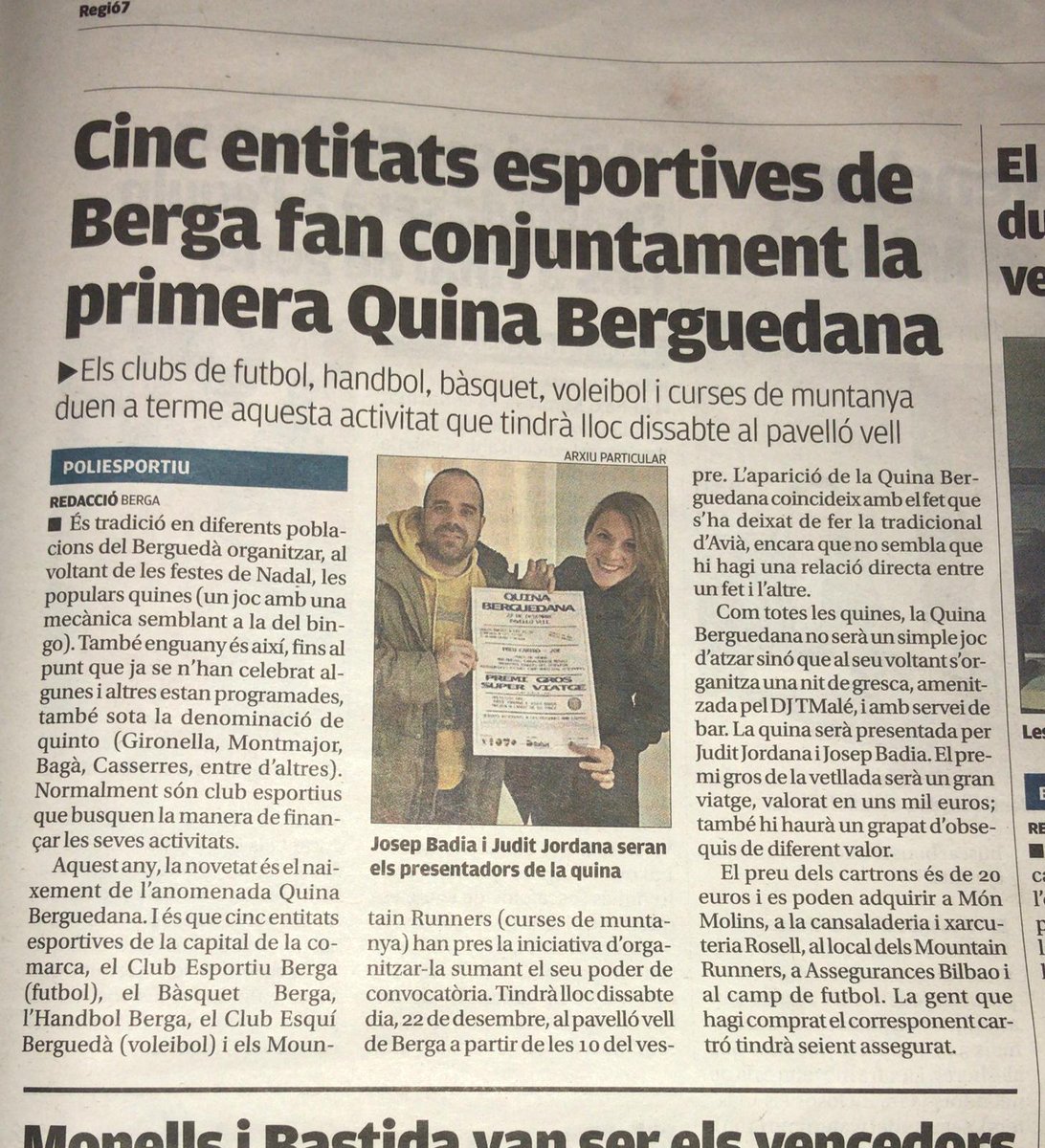 JuditJordana's tweet photo. Berguedans I berguedanes correu, que això és demà!!! @HandbolBerga @QBerguedana @ceberga1913 @InfoMountain @basquetberga @CEB_Berga @BallusBerga @handbergafans @BessaPau @AjBerga https://t.co/DyhbQMiAvi