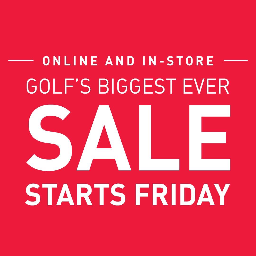 braintree_golf's tweet photo. GOLF’S BIGGEST EVER SALE STARTS AT 7.30am TODAY!! 

🔥up to 70% off ex demo clubs in store.
🔥up to 40% off other hardware in store 
🔥massive savings across pre-owned clubs 
🔥huge savings across our clothing ranges 

Saving on bags, trolleys and much much more! DON’T MISS OUT! https://t.co/V58XfMTWya