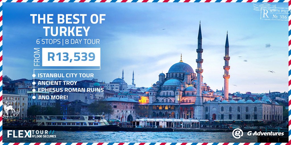 statravelSA's tweet photo. πΉπ· The Best of #Turkey Tour fr. R13,539
Includes 8 day guided tour, accommodation, selected meals & more
#Istanbul #Ephesus #Pamukkale
More info: https://t.co/uJNr4s2FSl
Enquire here: https://t.co/nwmrScLaYA
#SecureThisTourForR1000 pay the rest off later! Exclusive to #STATravel https://t.co/33S0WxpTaA