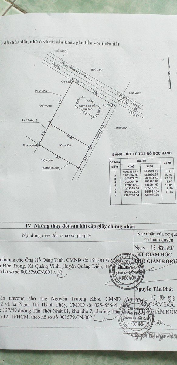 Đất đường Xuân Thới Sơn 12, Hóc Môn
-Đối diện KCN Nhị Xuân
-DT: 443m2 => 300m2 thổ cư
-Sổ hồng riêng, bao test quy hoạch
-2 mặt tiền đường 12m
-3 tỷ 050 triệu
-0909.859.843