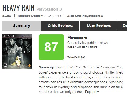 Heavy Rain - Metacritic