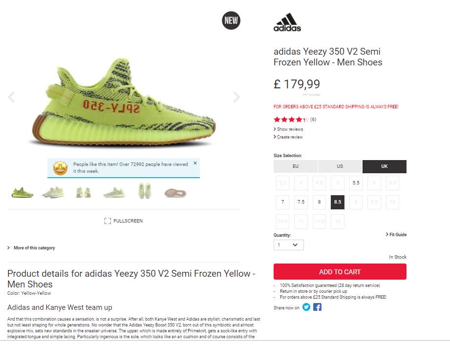 Yeezy Boost 350 V2 Semi Frozen Yellow 