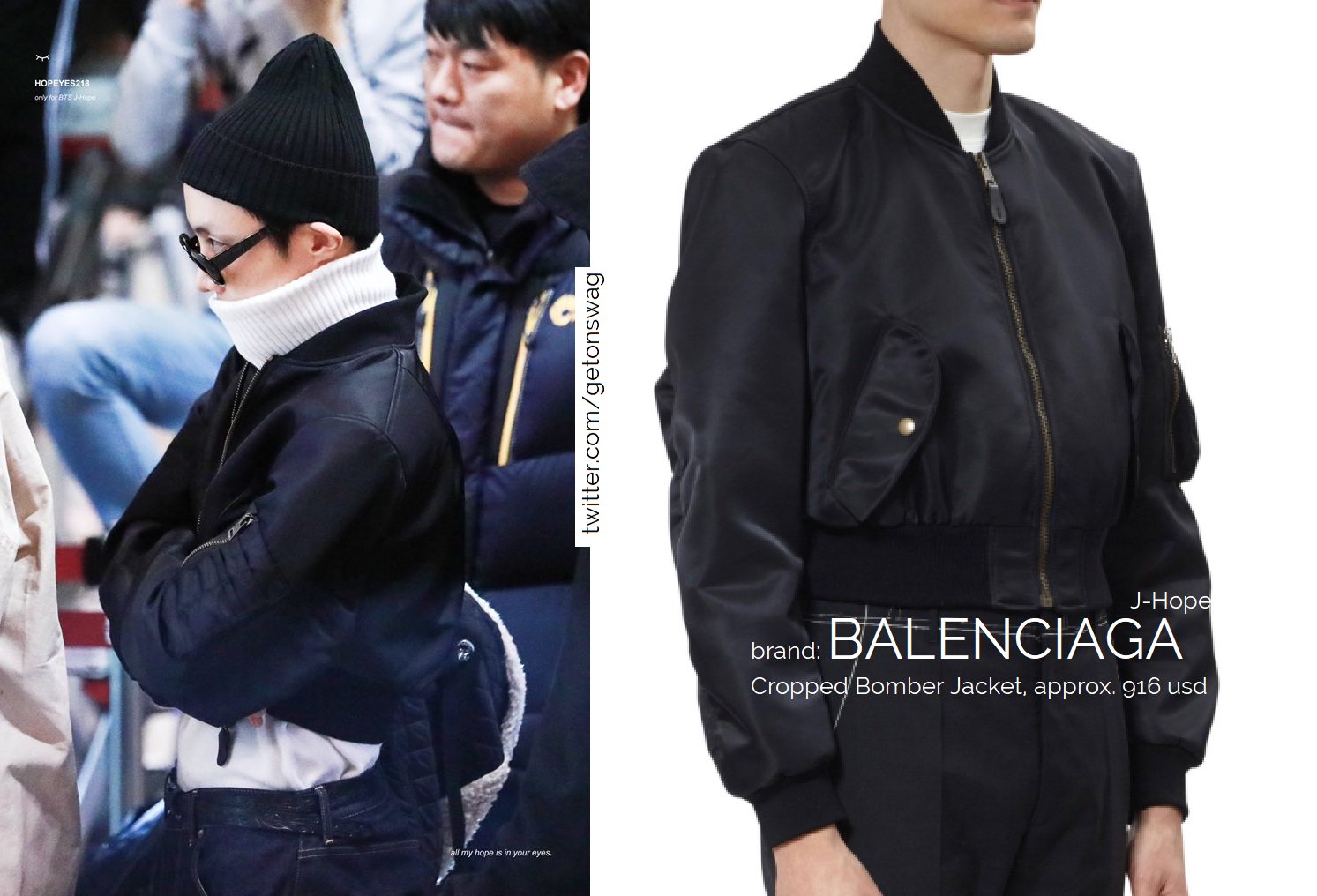 Beyond The Style ✼ Alex ✼ on Twitter: "BALENCIAGA Cropped Bomber Jacket  CHANEL resort 2019 turtleneck sweater JUNYA WATANABE COMME DES GARCONS -  jeans SUPREME beanie CHANEL Wool, Nylon, Calfskin &amp; Silver-Tone