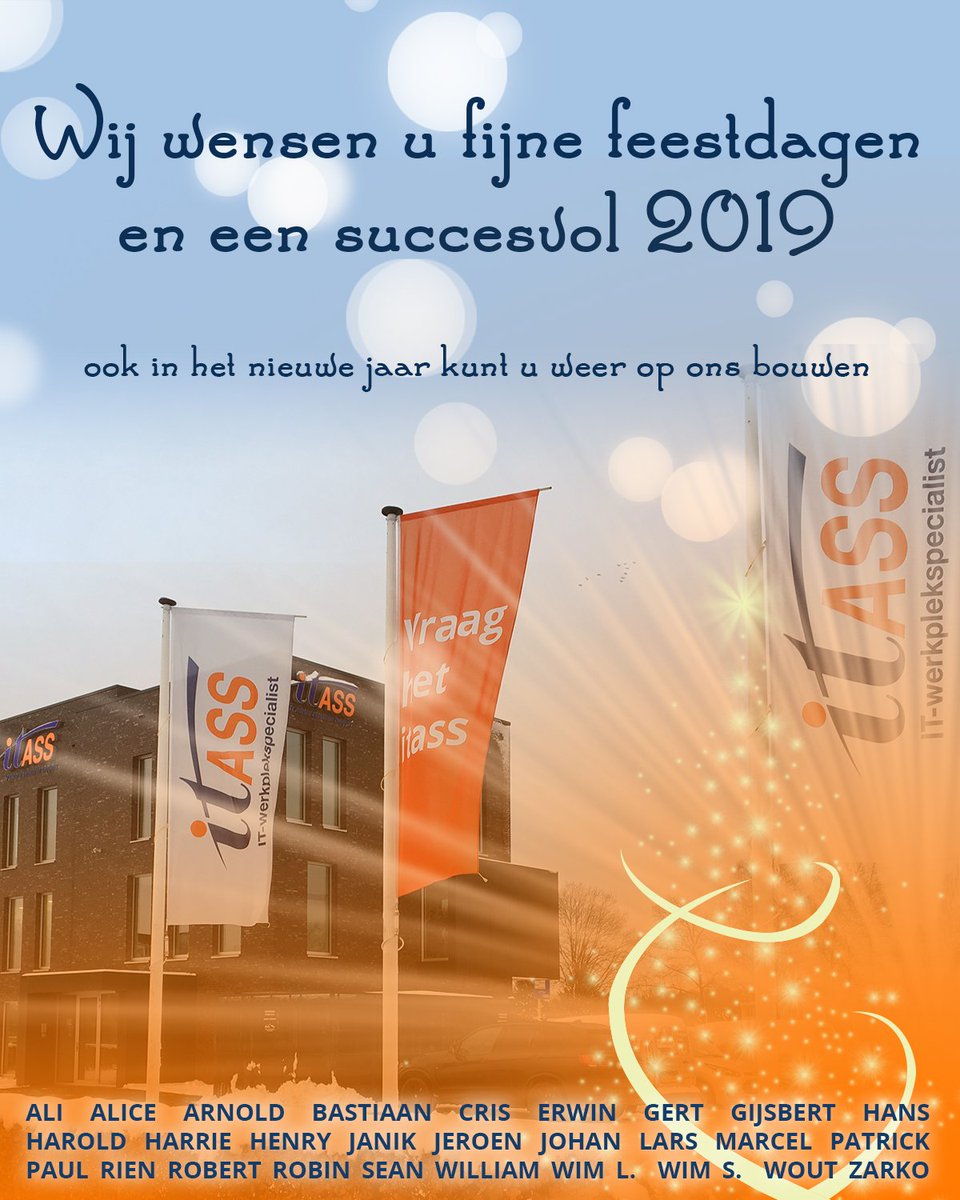 Wij wensen iedereen fijne feestdagen en een succesvol 2019!