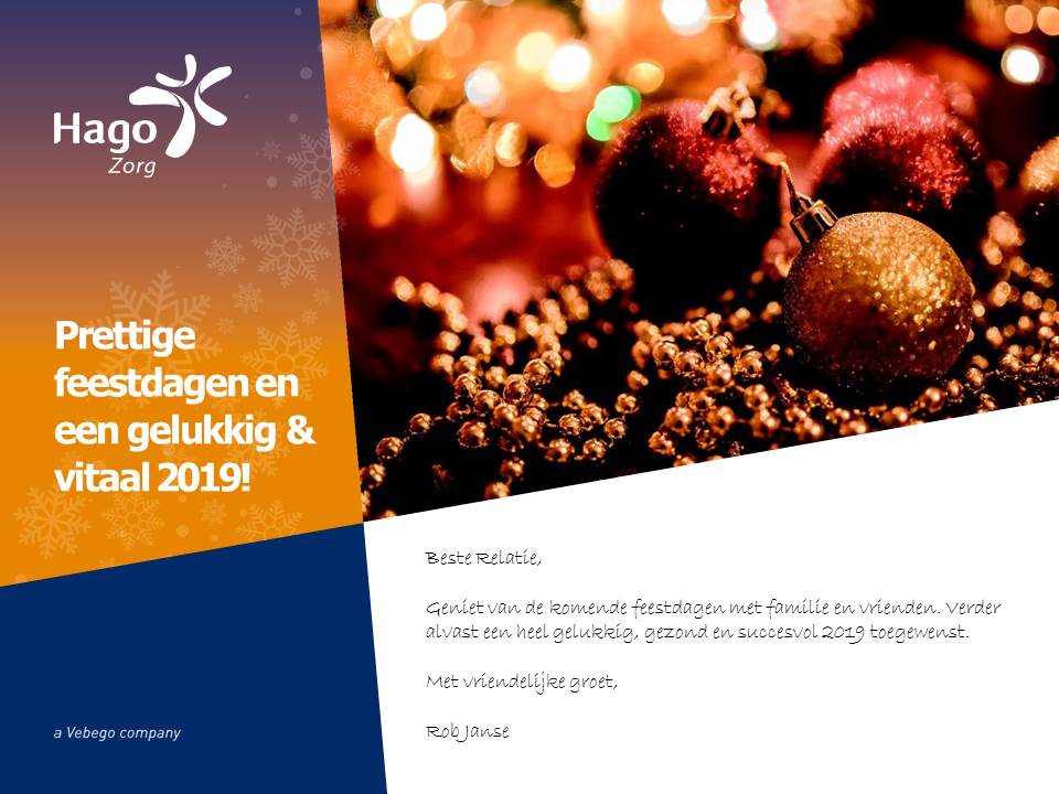 Voor velen de laatste werkdag van dit jaar. Succes met de laaste loodjes. Fijne feestdagen en al het geluk voor 2019. Tot volgend jaar !