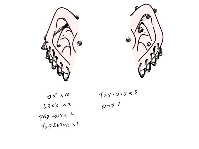 ピアスサマイチを描いた後にピアスの事を聞かれましたので

5分で説明する私自身が空けている耳のピアスの部位と数?
また欲望に素直なピアスサマイチしかり、他のCPでも描き…ひふみくんとどっぽちんにでも? 