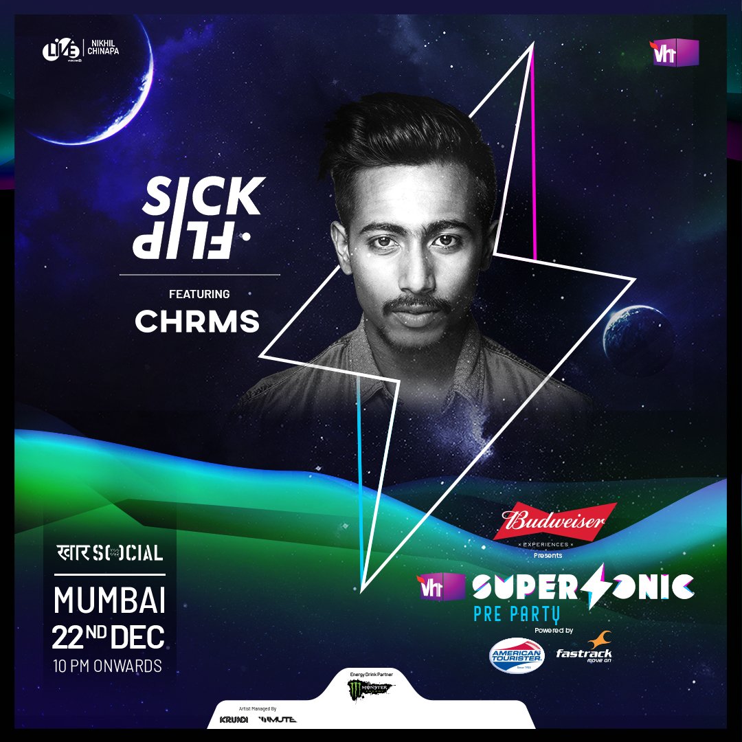 MTVBeats's tweet photo. Ready for a flippin’ night full of sick mixes and tunes with @sickflipper along with #chrms? Head over to Khar Social on December 22nd for #Vh1SupsersonicPreParty! ⚡️
RSVP - https://t.co/7KmTmHivaP https://t.co/YG20tOqB79