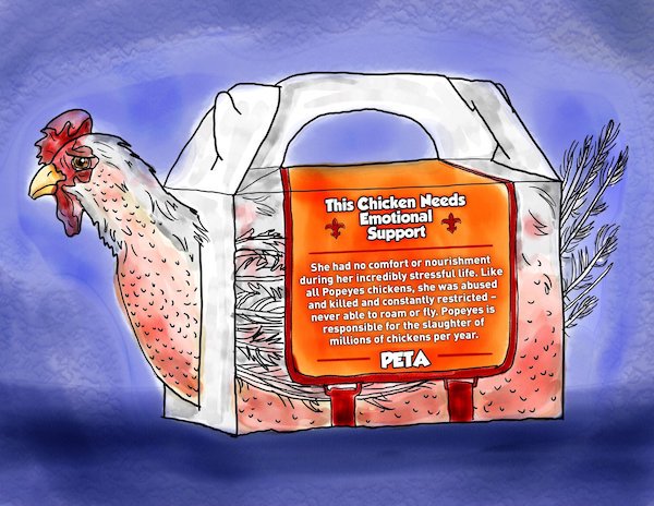 brandcodedesign's tweet photo. PETA Crows Out At Popeyes For Selling ‘Emotional Support’ Fried Chicken https://t.co/Qe0NJ8wuUO https://t.co/G8KKFnS3gs