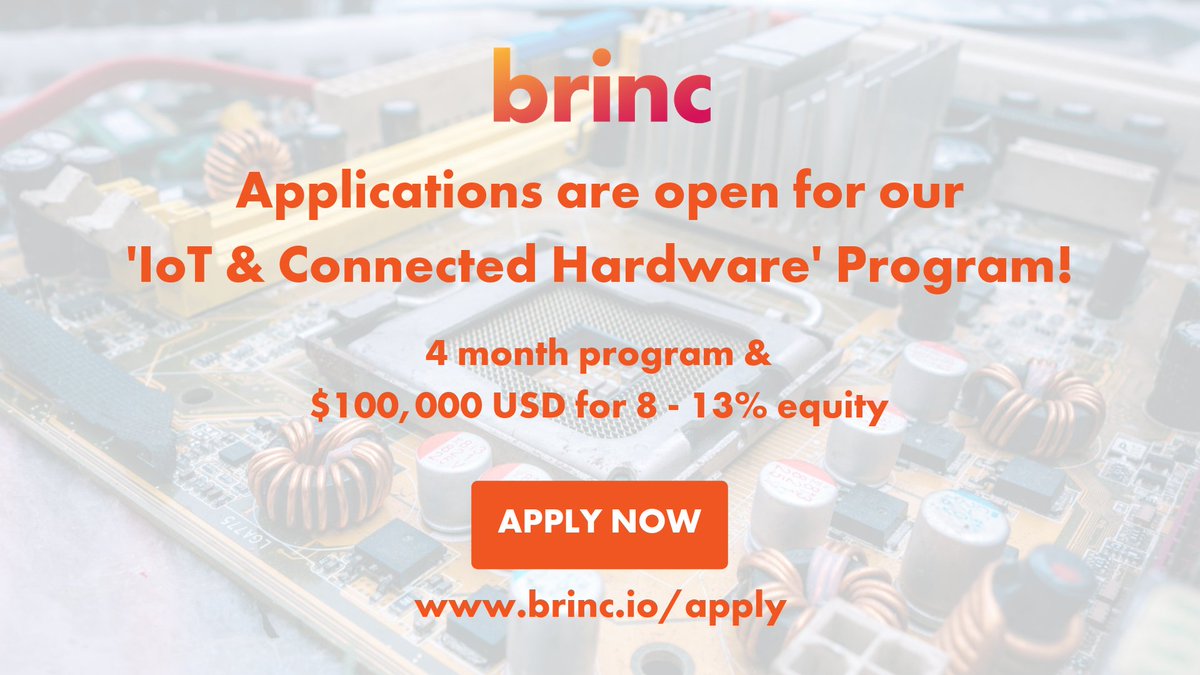 brincvc's tweet photo. *APPLICATIONS ARE OPEN* - Join the Brinc family through our IoT & Connected Hardware accelerator programs!
Apply now: https://t.co/Dt6rzgAlyF
#Brinc #Accelerator #IoT #InternetOfThings #Hardware #Startup #Engineer #Makerspace #Hackerspace #RoboticsClub #Prototype #Tech https://t.co/h7I6cGDbtr