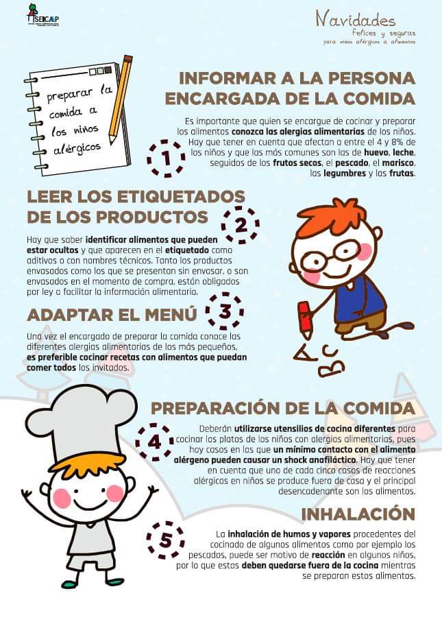 SEICAP's tweet image. Llega la Navidad 🎄 y la @SEICAP ofrece un decálogo de consejos para que los niños con #alergias alimentarias 🍽 no tengan ningún riesgo. 📥 Descarga nuestra guía para unas #NavidadesSeguras en ➡️ goo.gl/Y4xYd6
